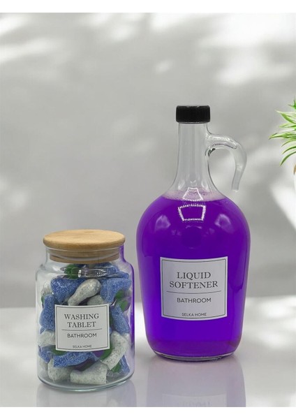 Beyaz Yıkama Tableti ve Sıvı Yumuşatıcı Galon Şişe Seti