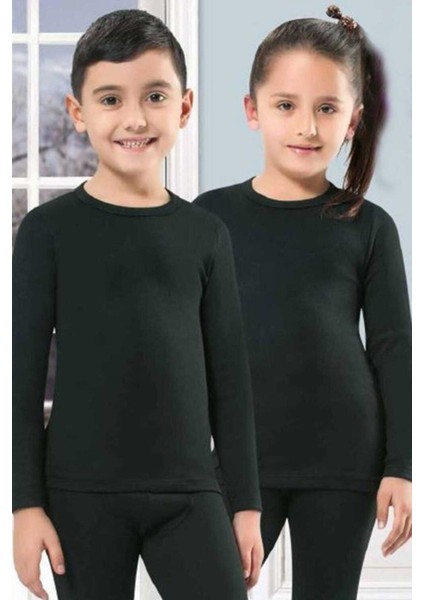 Unisex Çocuk Uzun Kollu Atlet Termal Siyah 3