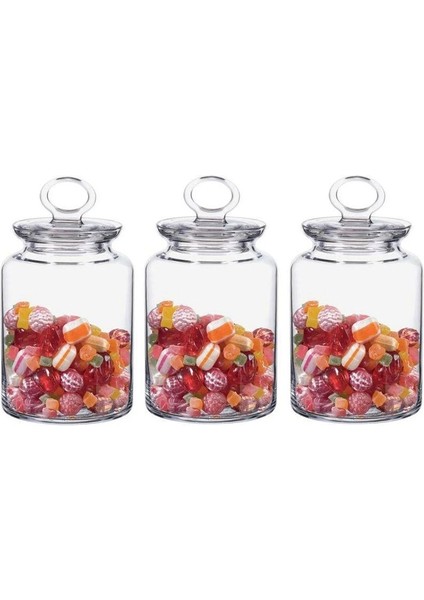 Cam Kapaklı Contalı Kavanoz Seti, 1,5 Litre, Kahverengi, 3 Adet