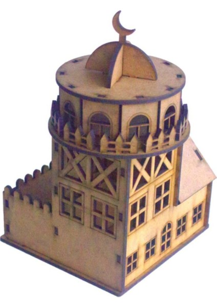 Ahşap 3d/küpe Puzzle 5'li Kız Kulesi Boyama Seti, Eğlenceli ve Renkli 19,5X13X12CM indirimleri