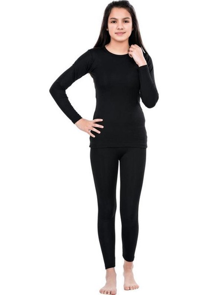 Lacivert Tekstil Kız Çocuk Siyah Termal Tayt 4090