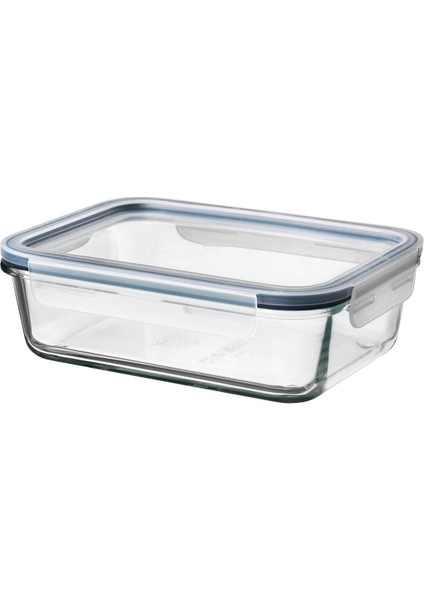 Vakumlu Dikdörtgen Saklama Kabı, Kapaklı, Cam, 1 Lt, 21X15X7 cm