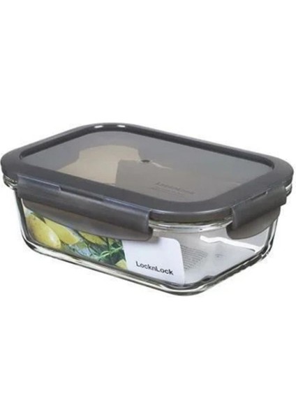 Gri Dörtgen Saklama Kabı 740 Ml, 400°C Isıya Dayanıklı, Güvenle Kullanım