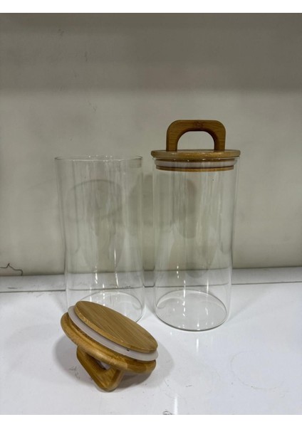 Bambu Vakum Kapaklı 2’li Cam Kavanoz Seti, 1000ML x 2 Adet, Şık ve Pratik Saklama Çözümleri modelleri