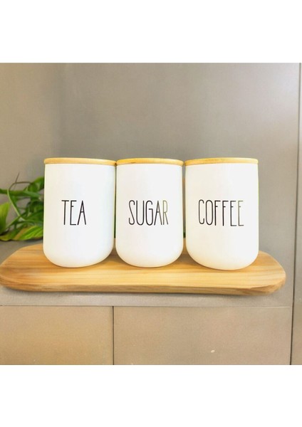 3'lü Vakumlu Cam Kavanoz Seti, Bambu Kapaklı, 1300ML, Saklama Kabı, Beyaz