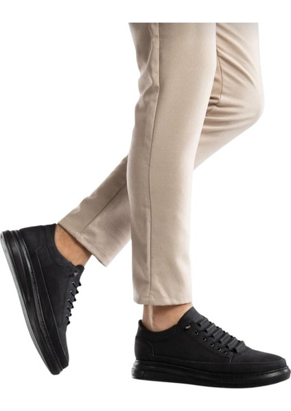 Erkek Siyah Günlük Hafif Poli Dikişli Taban Yürüyüş Garantili Spor Sneaker Ayakkabı