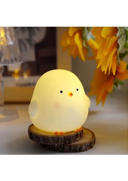 Beyaz Sevimli Civciv Çocuk Bebek Odası Kitaplık ve Gece Lambası