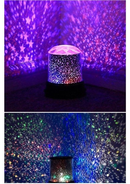 Renkli Yıldızlı Gökyüzü Projeksiyon Gece Lambası, Mavi Renkli ve Sakinleştirici Atmosfer
