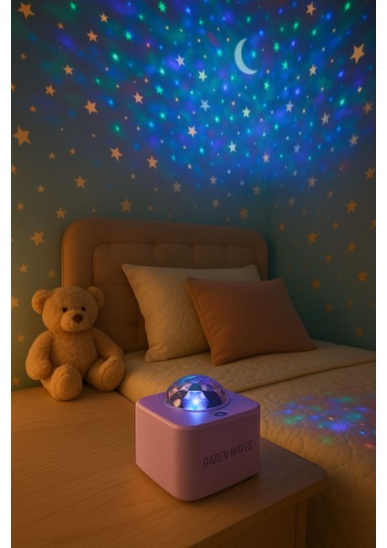 Renkli Yıldızlı Gökyüzü Projeksiyon Gece Lambası, Yatak Odası Dekoru