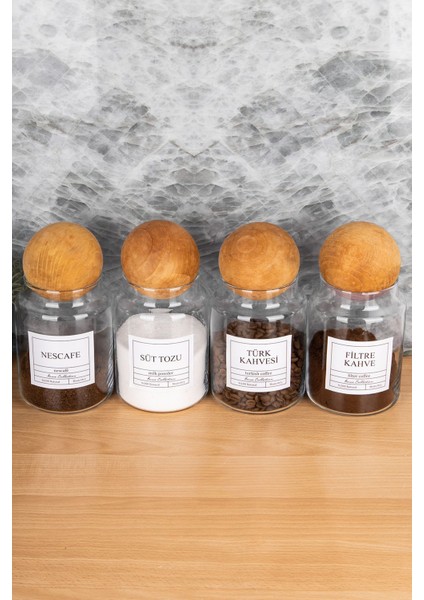 4'lü 800ML Top Kapaklı Cam Saklama Kabı, Türk Kahvesi, Filtre Kahve, Nescafe, Süttozu modelleri