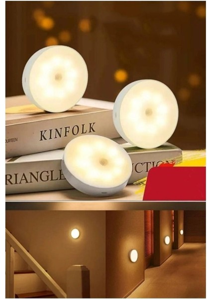 Şarjlı Hareket Sensörlü Yapışkan LED Lamba, 2 Adet, Çok Amaçlı, Beyaz Renk fiyatları