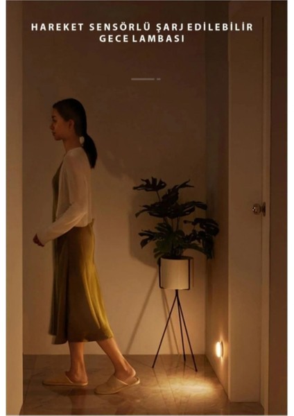 Şarjlı Hareket Sensörlü Yapışkan LED Lamba, 2 Adet, Çok Amaçlı, Beyaz Renk modelleri