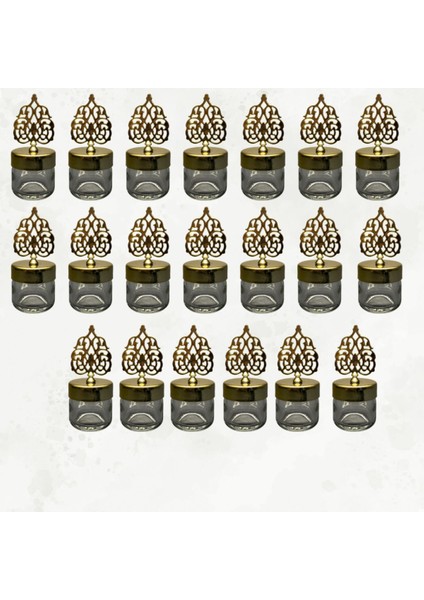 Şık ve Zarif Tasarımlı Cam Kutu, Altın Kapaklı, 20 Adet, Dekoratif Kullanım fiyatları