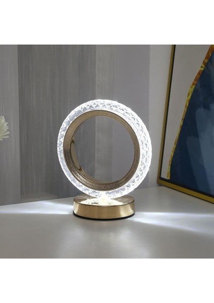 Şarjlı Yuvarlak Kristal Elmas Masa Lambası, Akıllı Akrilik LED Gece Işığı