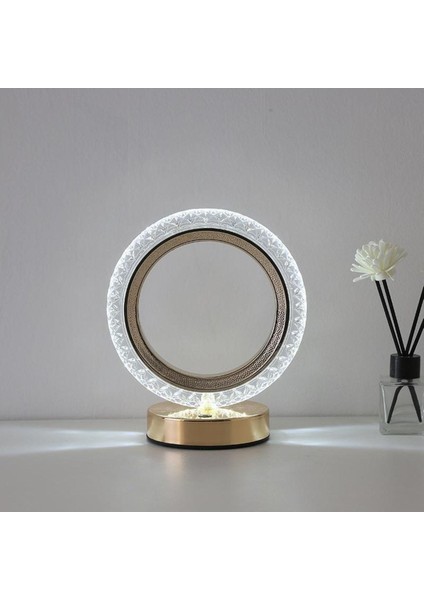 Şarjlı Yuvarlak Kristal Elmas Masa Lambası, Akıllı Akrilik LED Gece Işığı indirimleri