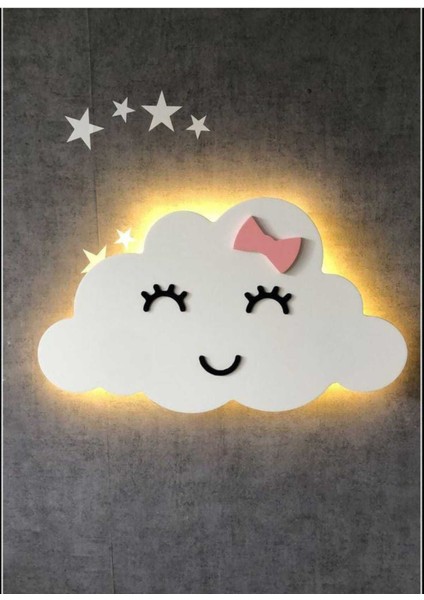 Beyaz LED Işıklı Çocuk Odası Duvar Dekoru, Eğlenceli ve Şık Tasarım