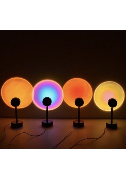 Beyaz Gün Batımı Projektör Lambası, Dekoratif ve Romantik USB LED Işık