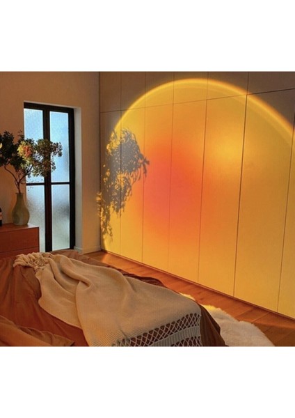 Beyaz Gün Batımı Projektör Lambası, Dekoratif ve Romantik USB LED Işık fırsatları