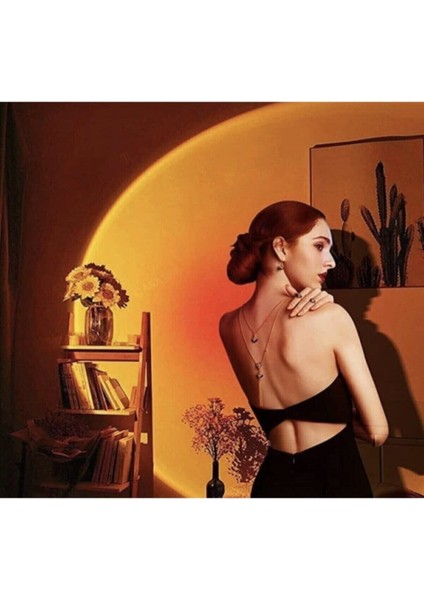 Beyaz Gün Batımı Projektör Lambası, Dekoratif ve Romantik USB LED Işık indirimleri