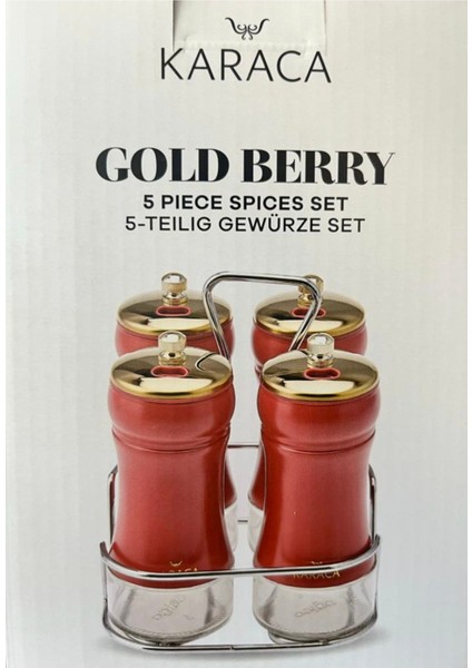 Baharat Seti 5 Parça, Cam Gold Berry, Lezzetli ve Şık Mutfak Aksesuarları