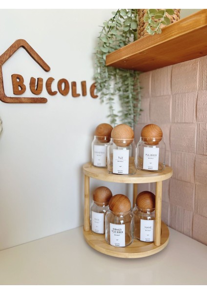 6'lı Cam Baharatlık Seti, Ahşap Kapak ve Döner Stand, 300 ml fiyatları