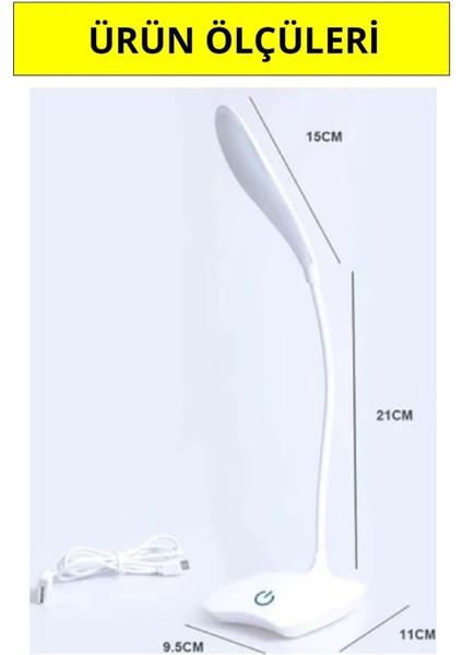 Şarjlı 3 Kademe 14 LED Dokunmatik Masa Üstü Okuma Işığı, Bükülebilir ve Beyaz Renk indirimleri