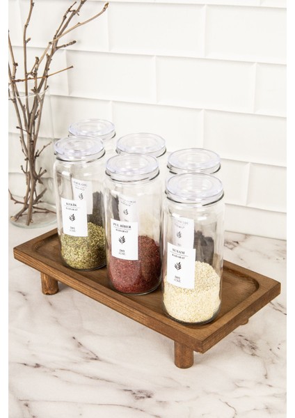 6'lı Cam Baharatlık Seti Ahşap Stantlı, Etiketli, 500 ml fiyatları