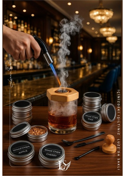 Kokteyl ve Viski Için Premium Tütsü Seti, Çakmak ve Paslanmaz Taş Hediye Paketi fırsatları