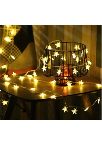 Kristal Yıldız Tasarımlı Beyaz LED Şerit 2 Metre, 10 LED Parlak Aydınlatma