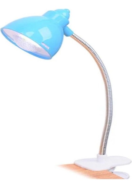 Mavi Renkli Akrobat Mandallı LED Işıklı Kitap Okuma Lambası