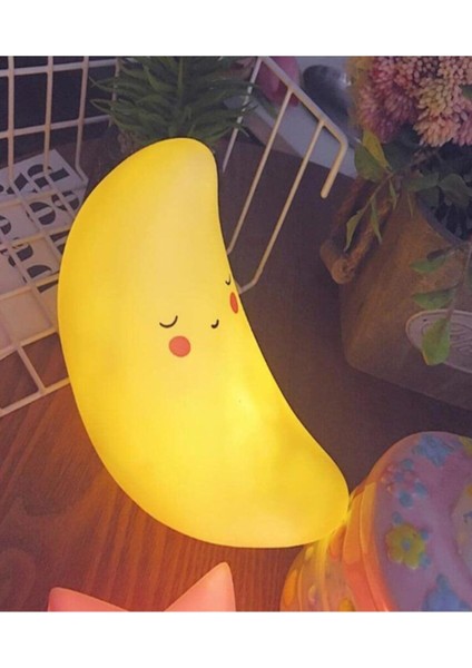 Renkli Silikon Ay Gece Lambası, LED Işıklı, Hediye Seçeneği