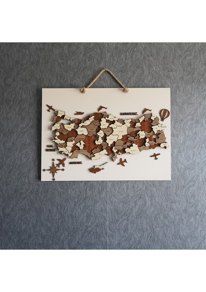 3 Boyutlu Tablo Ahşap Mdf Dekoratif Detaylı Türkiye Haritası – Duvar Dekoru Ev Mobilya