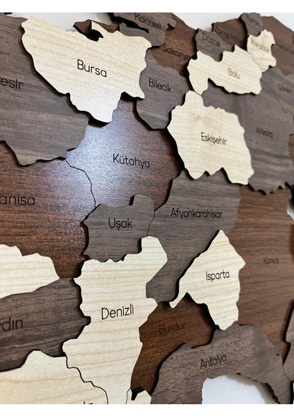 3 Boyutlu Tablo Ahşap Mdf Dekoratif Detaylı Türkiye Haritası – Duvar Dekoru Ev Mobilya