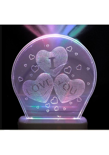 3D Gece Lambası, Prize Takılır, Çok Renkli, Yumuşak Işık, Dekoratif ve Renkli Tasarım