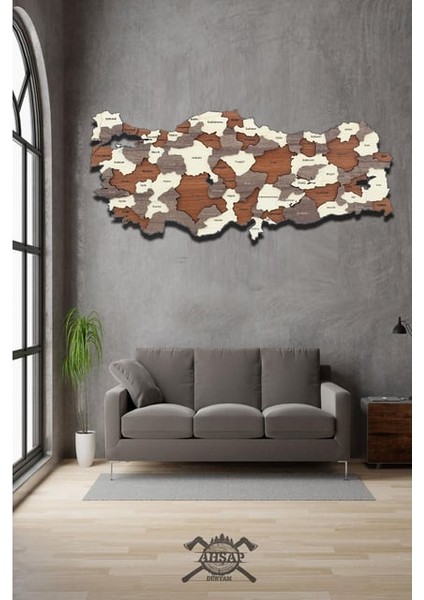 3 Boyutlu 3D Ahşap Mdf Dekoratif Detaylı Türkiye Haritası – Duvar Dekoru Tablosuz