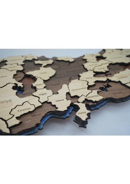 3 Boyutlu 3D Ahşap Mdf Dekoratif Detaylı Türkiye Haritası – Duvar Dekoru Tablosuz