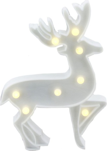 25CM LED Işıklı Sevimli Geyik Plastik Gece Lambası Pilli Beyaz fırsatları
