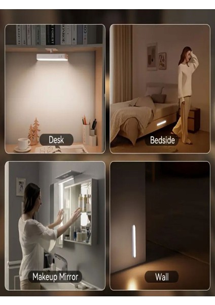 Taşınabilir Kablosuz Dokunmatik Manyetik LED Gece Lambası, Uzaktan Kumandalı, Beyaz