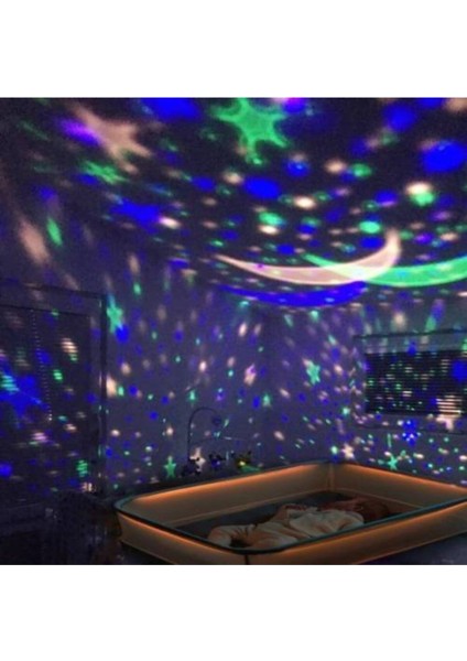 Mavi Renkli Yıldızlı Gökyüzü Projeksiyon Gece Lambası Motorlu Dönen modelleri