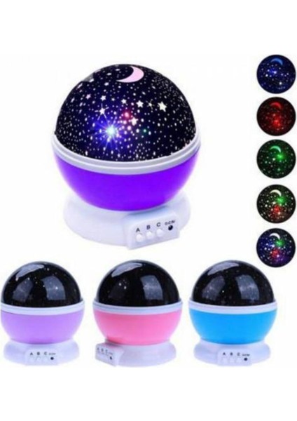 Mavi Renkli Yıldızlı Gökyüzü Projeksiyon Gece Lambası Motorlu Dönen fırsatları