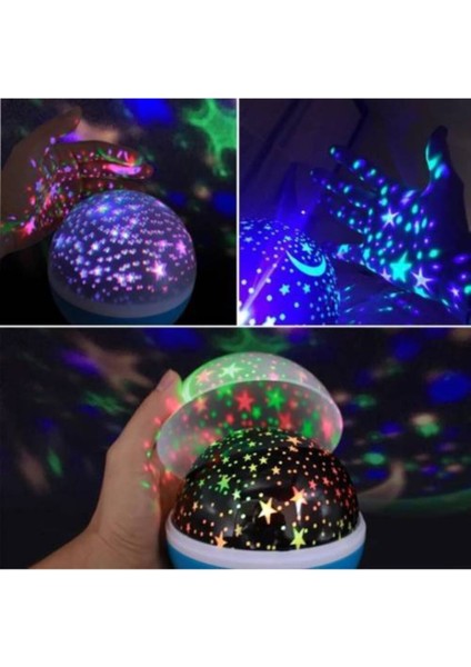 Mavi Renkli Yıldızlı Gökyüzü Projeksiyon Gece Lambası Motorlu Dönen