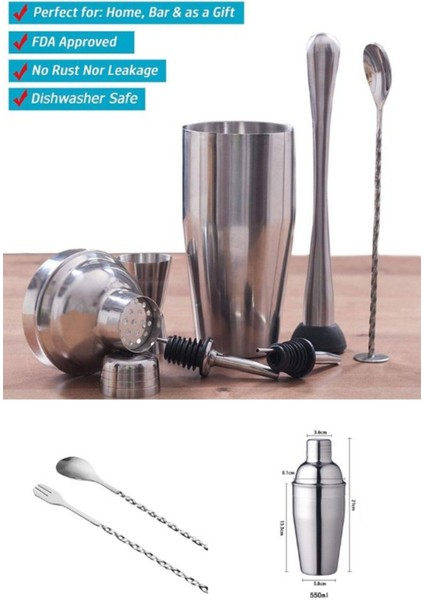 6 Parçalık Çelik Kokteyl Shaker Seti, Pratik ve Şık Barmen Takımı indirimleri