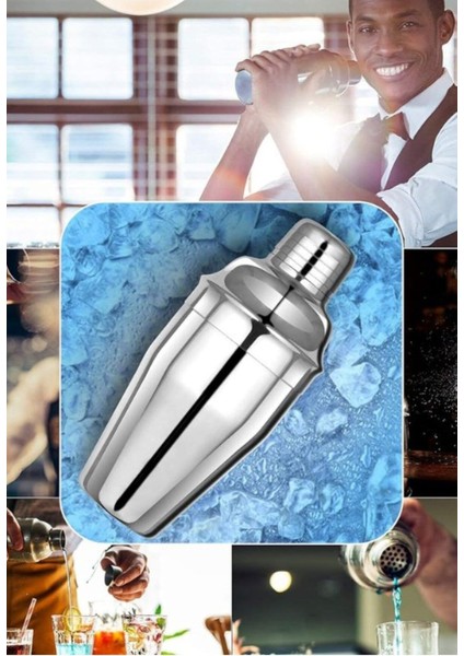 6 Parçalık Çelik Kokteyl Shaker Seti, Pratik ve Şık Barmen Takımı