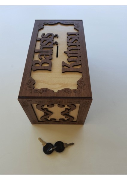 Kilitli Ahşap Bahşiş ve Para Kutusu, Yedek Anahtarlı, Şık ve Güvenli Tasarım modelleri