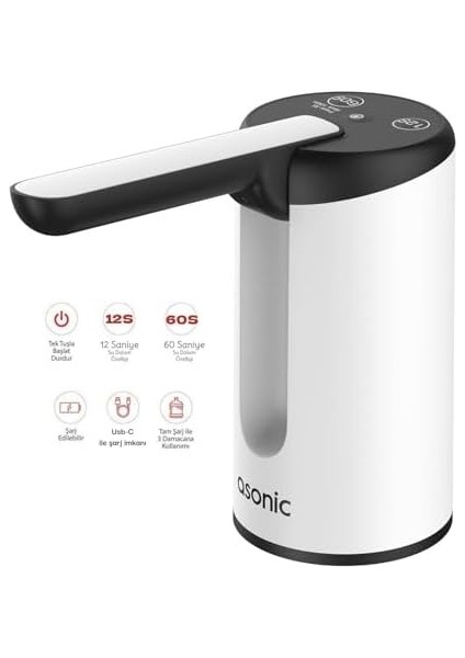 Asonic SP21 USB Şarj Edilebilir Çift Düğmeli Mini Su Pompası 1200MAH Pilli modelleri