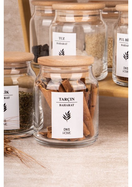12'li Cam Baharatlık Seti, Bambu Stant, Ahşap Kapak, Vakum, 300 Ml, Etiket Hediyeli fırsatları