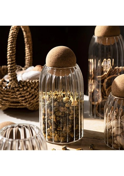 3’lü Çizgili Cam Kavanoz ve Baharatlık Seti, Top Mantar Kapaklı, Şık ve Kullanışlı fiyatları