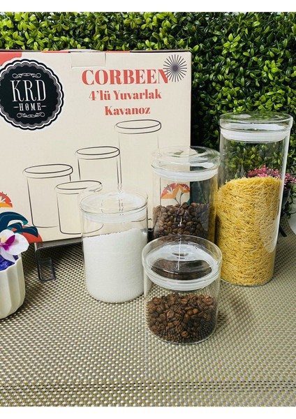 4'lü Yuvarlak Renkli Cam Kavanoz Seti, Şık ve Kullanışlı Depolama Çözümü