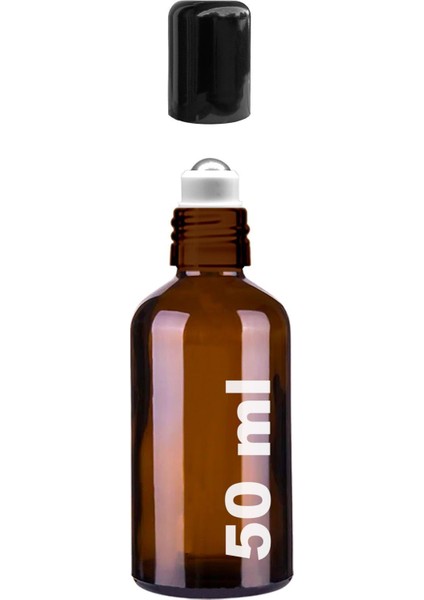 50 ml Amber Çelik Roll On Şişe 25'li, Sızdırmaz Siyah Kapaklı, Kahverengi Cam fırsatları