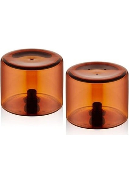 Yuvarlak Tuzluk Biberlik Seti, Amber, 6x5 Cm, 2'li Paket